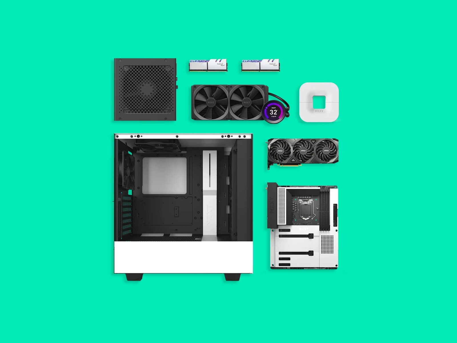 NZXT BLD PC démonté et disposé