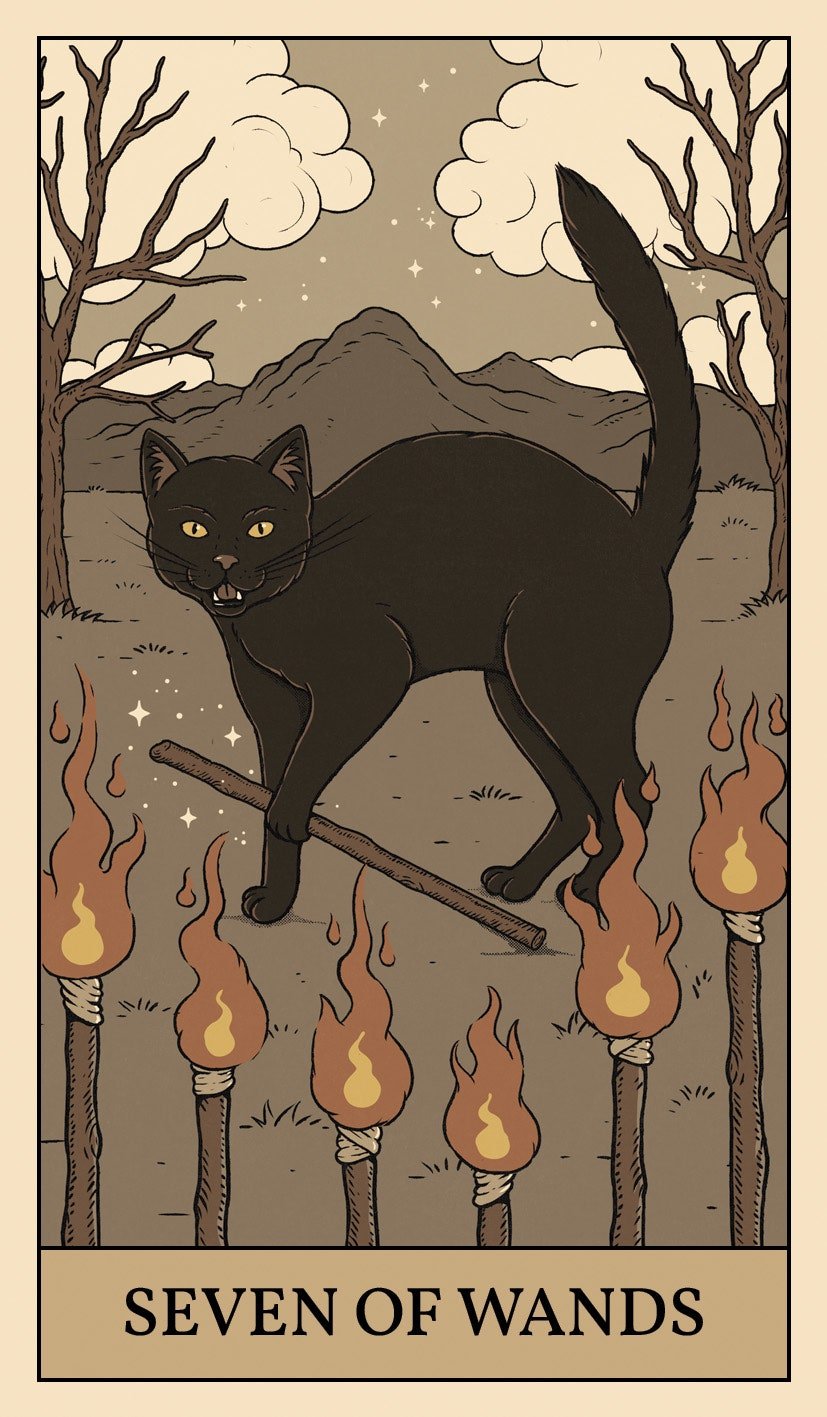 Les chats dominent la carte de tarot de la Terre