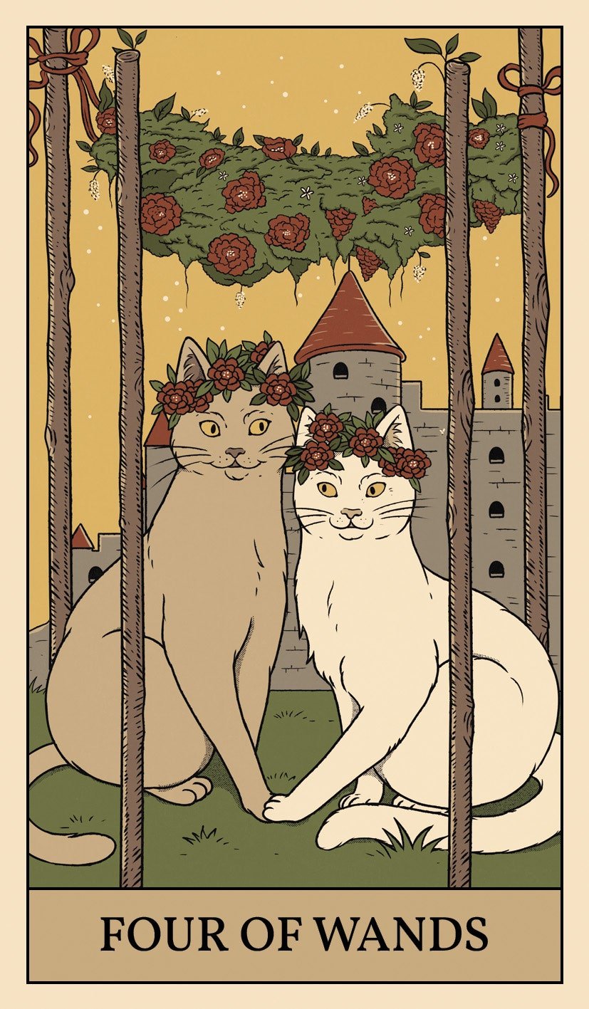 Les chats dominent la carte de tarot de la Terre