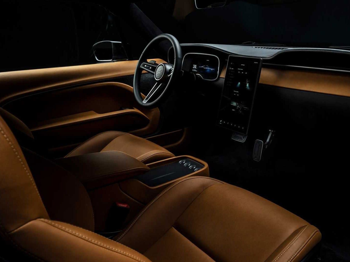 intérieur de Mustang EV avec intérieur en cuir