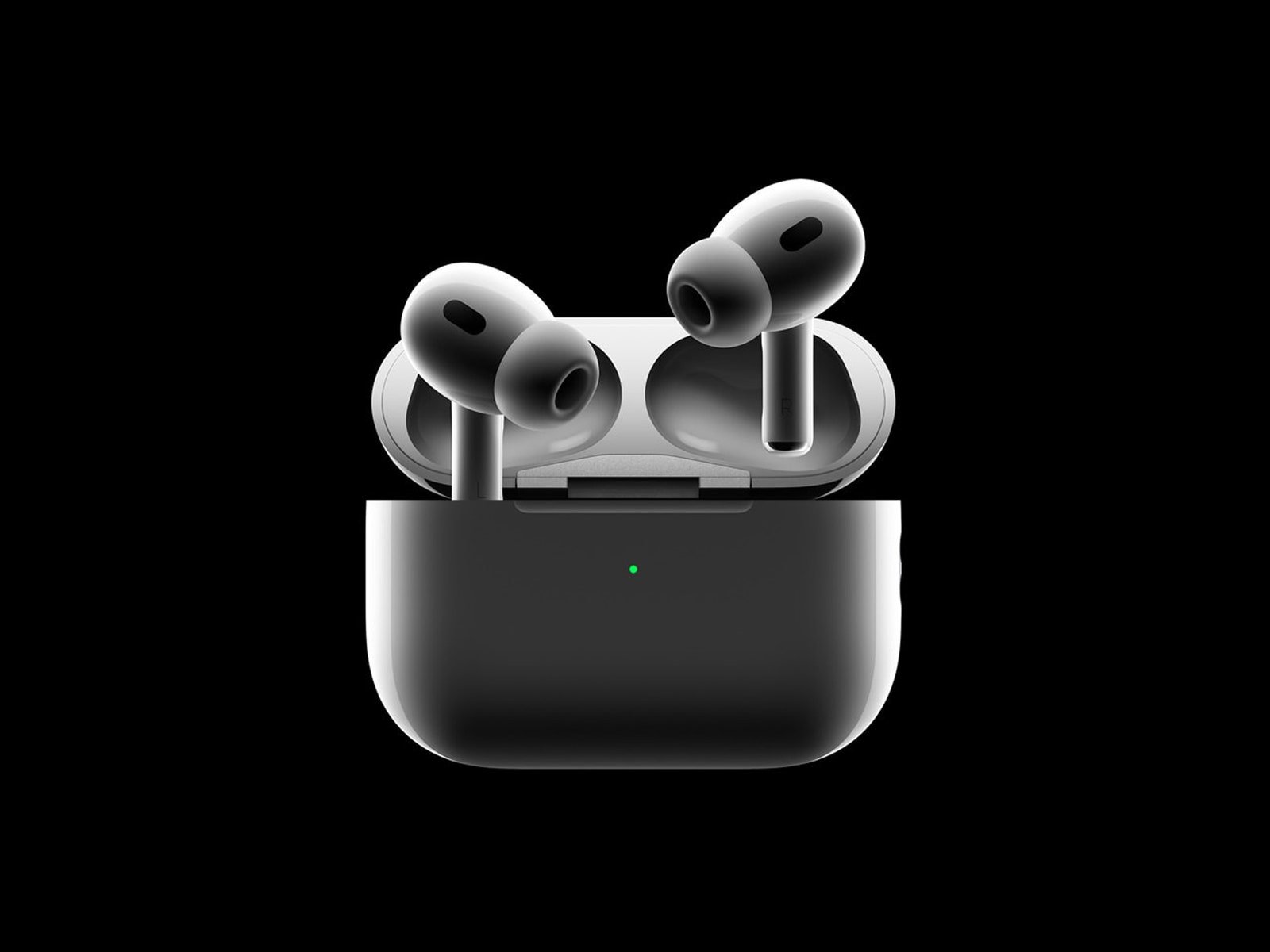 AirPods Pro 2e génération avec écouteurs sortant de l'étui de chargement