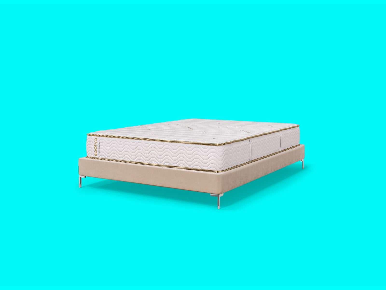 Matelas Saatva Zenhaven sur cadre de lit