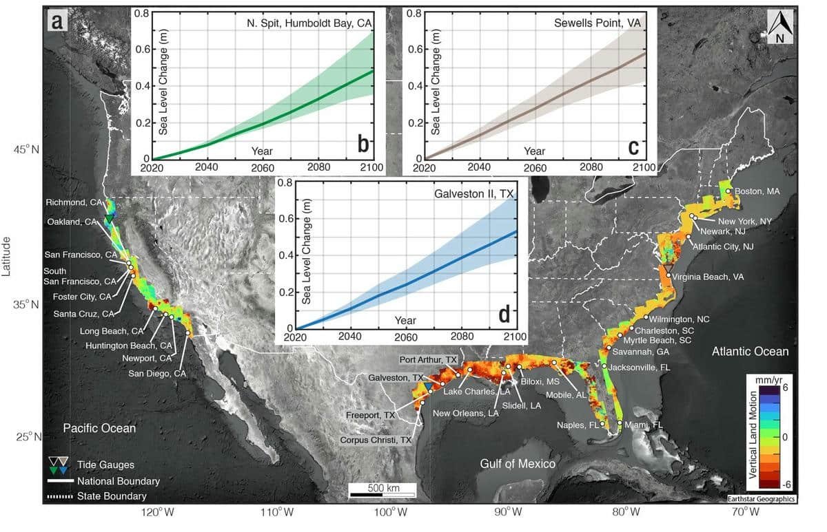 Cartes et graphiques montrant la hausse des niveaux d’eau